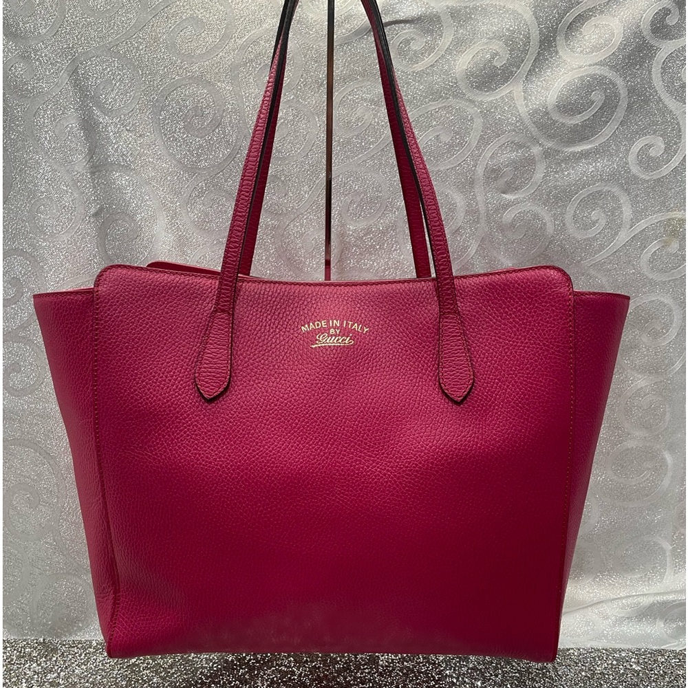 ❌SOLD❌NEW GUCCI Medium Pebbled Bright Pink Leather Tote NWT/Dust bag! Sold Out